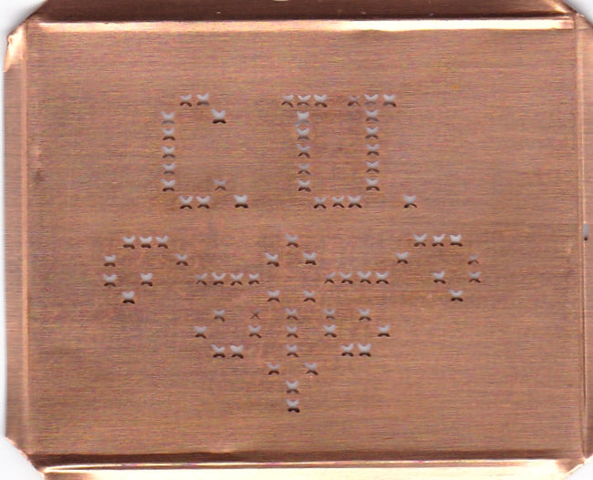CU - Alte niedliche Kreuzstich Monogramm Schablone