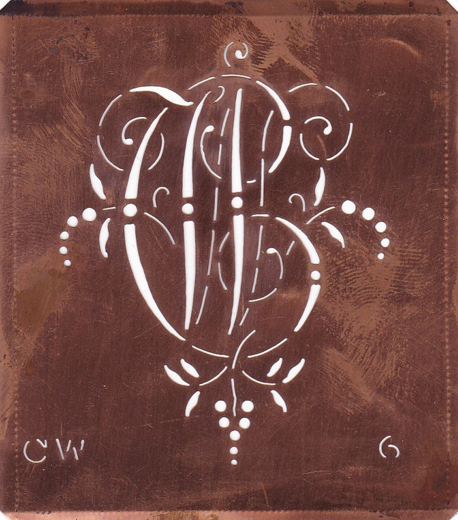 CW - Interessante Monogrammschablone aus Kupferblech