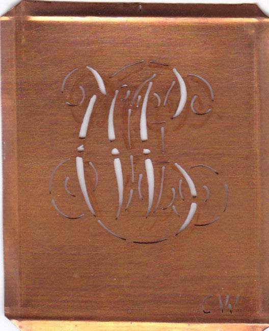 CW - Alte Monogramm Schablone zum Sticken