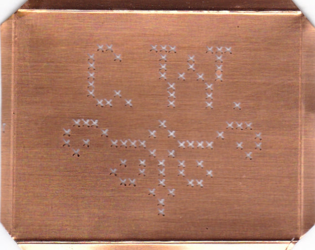 CW - Alte niedliche Kreuzstich Monogramm Schablone