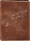 CZ - Seltene Stickvorlage - Uralte Wäscheschablone mit Wappen - Medaillon