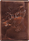 DC - Seltene Stickvorlage - Uralte Wäscheschablone mit Wappen - Medaillon