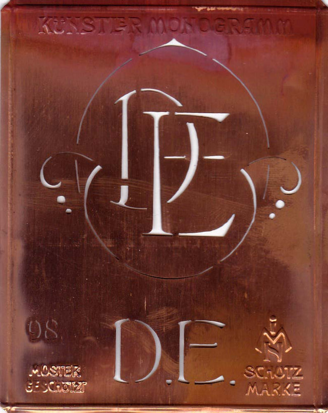 DE - Besondere Jugendstil Monogrammschablone