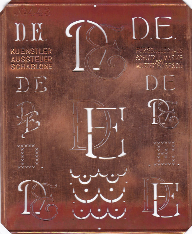 DE - Uralte Monogrammschablone aus Kupferblech