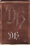 DH - Interessante alte Kupfer-Schablone zum Sticken von Monogrammen