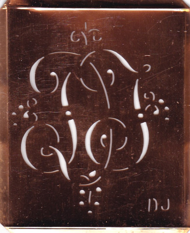 DJ - Antiquität aus Kupferblech zum Sticken von Monogrammen und mehr