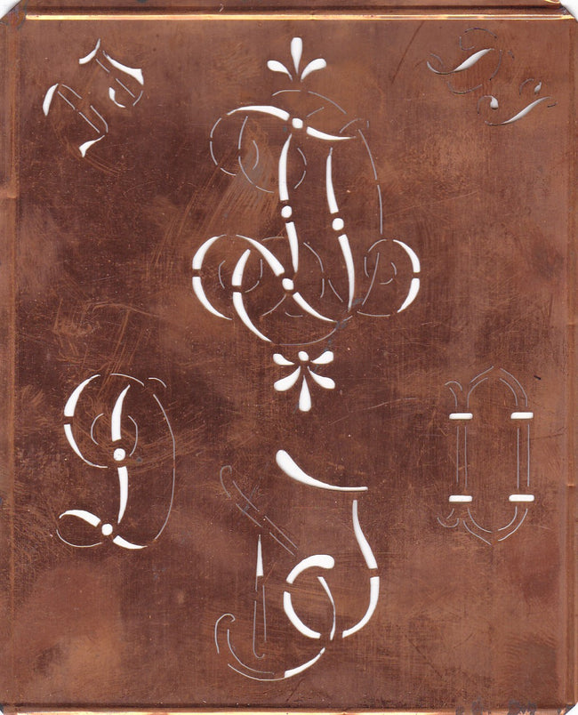 DJ - Uralte Monogrammschablone - ideal als persönliches Geschenk