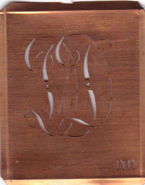 DJ - Uralte Monogramm Schablone zum Sticken