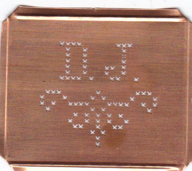 DJ - Alte niedliche Kreuzstich Monogramm Schablone