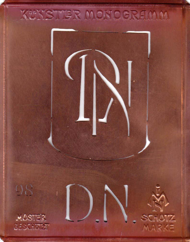 DN - Besondere Jugendstil Monogrammschablone