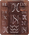 DN - Uralte Monogrammschablone aus Kupferblech
