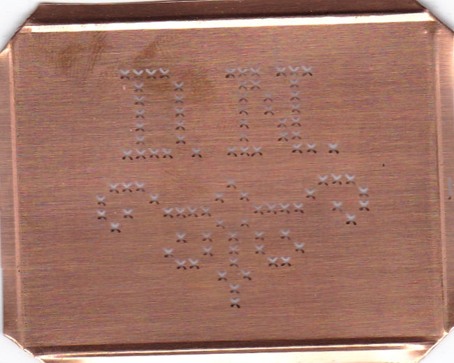 DN - Alte niedliche Kreuzstich Monogramm Schablone