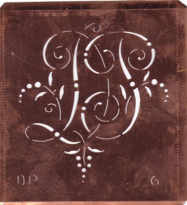 DP - Interessante Monogrammschablone aus Kupferblech