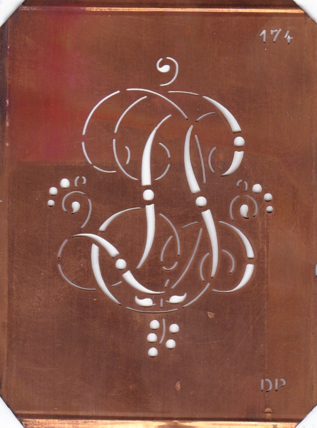 DP - Alte Monogramm Schablone mit Schnörkeln