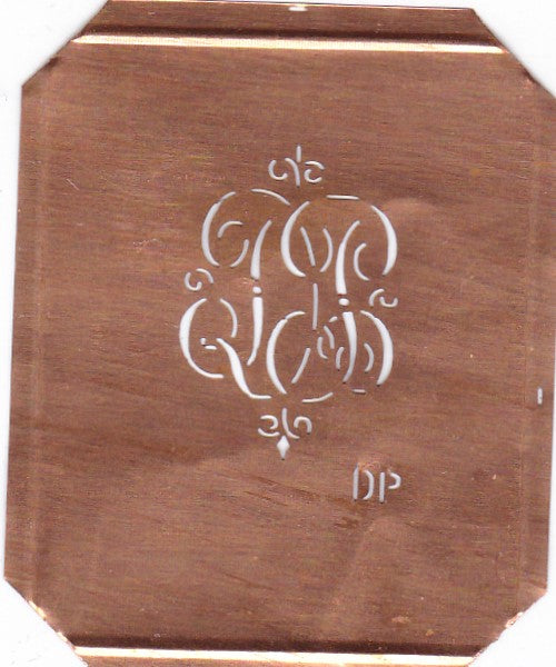 DP - Kupferschablone mit kleinem verschlungenem Monogramm