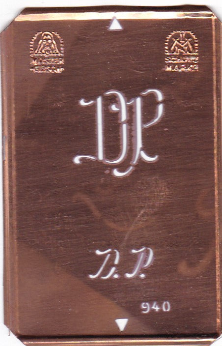 DP - Alte Monogramm Schablone zum Sticken