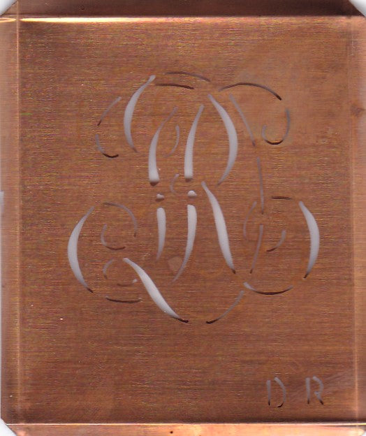 DR - Uralte Monogramm Schablone zum Sticken