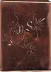 DS - Seltene Stickvorlage - Uralte Wäscheschablone mit Wappen - Medaillon