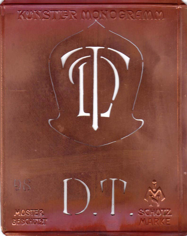 DT - Besondere Jugendstil Monogrammschablone