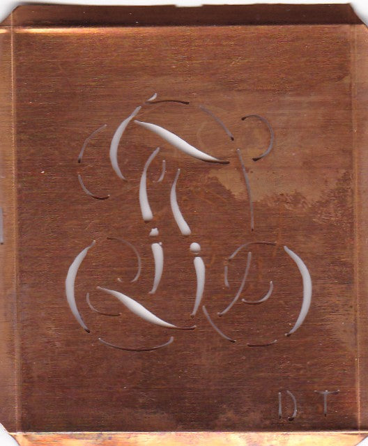 DT - Uralte Monogramm Schablone zum Sticken
