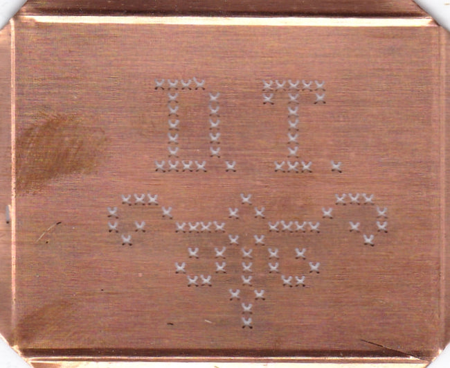 DT - Alte niedliche Kreuzstich Monogramm Schablone