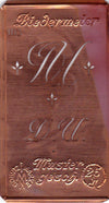 www.knopfparadies.de - DU - Alte Stickschablone mit 2 zarten Monogrammen