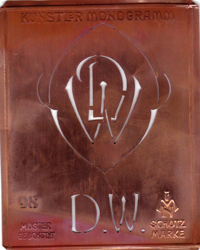 DW - Besondere Jugendstil Monogrammschablone