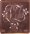 DZ - Alte Schablone aus Kupferblech mit klassischem verschlungenem Monogramm 