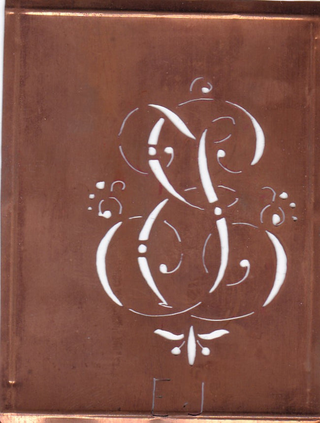 EJ - Hübsche alte verschnörkelte Monogrammschablone