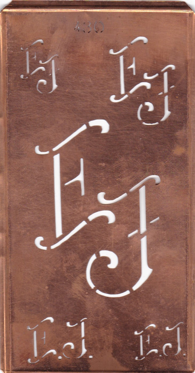 EJ - Schablone mitMonogramm in 5 verschiedenen Größen