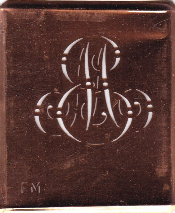 EM - Alte verschlungene Monogramm Stick Schablone