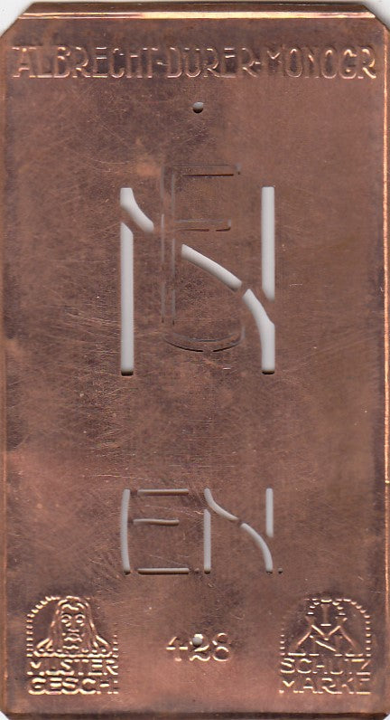 EN - Kleine Monogramm-Schablone in Jugendstil-Schrift