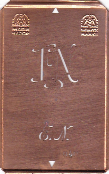 EN - Alte Monogramm Schablone zum Sticken