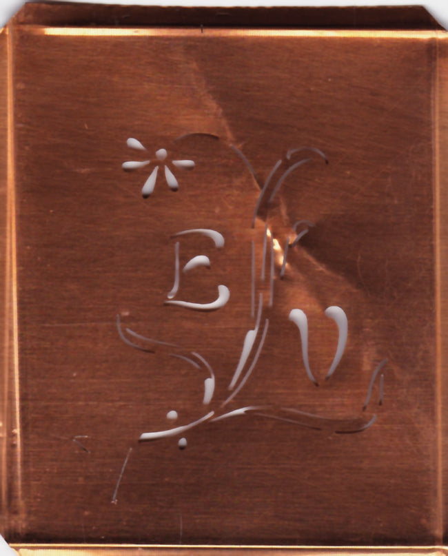 EV - Hübsche, verspielte Monogramm Schablone Blumenumrandung