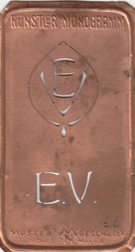 EV - Alte Jugendstil Stickschablone - Medaillon-Design