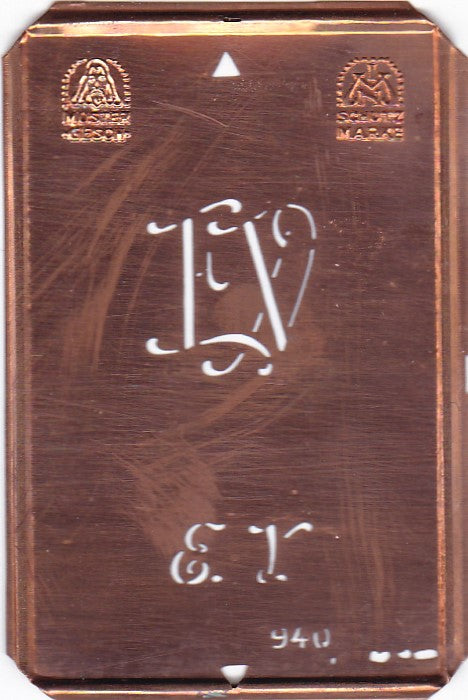 EV - Alte Monogramm Schablone nicht nur zum Sticken