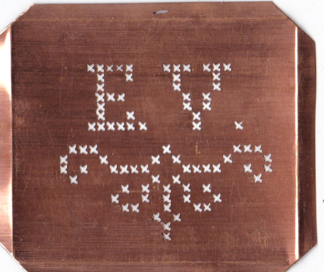 EV - Alte niedliche Kreuzstich Monogramm Schablone