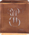 EW - Hübsche alte Kupfer Schablone mit 3 Monogramm-Ausführungen
