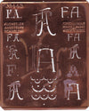 FA - Uralte Monogrammschablone aus Kupferblech
