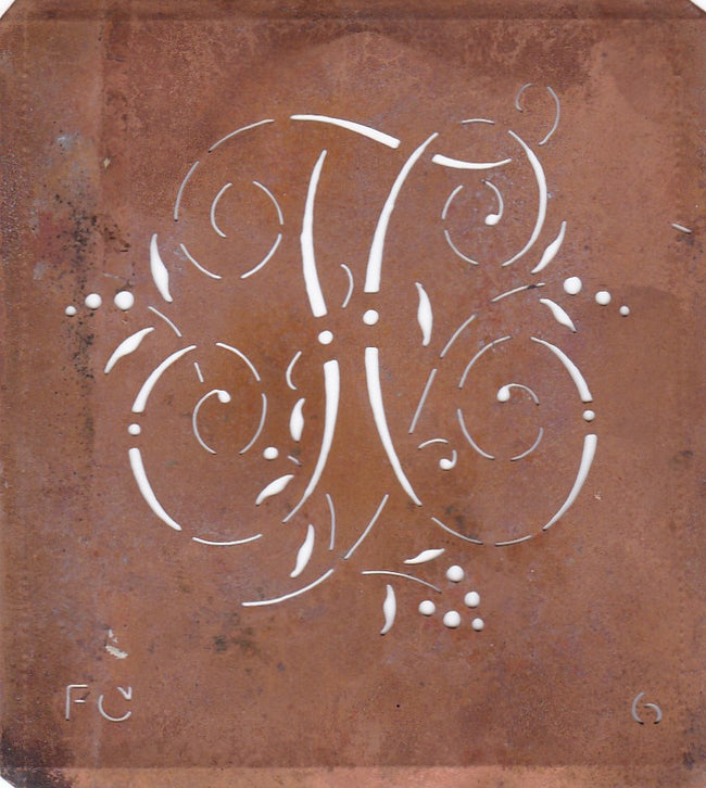 FC - Interessante Monogrammschablone aus Kupferblech