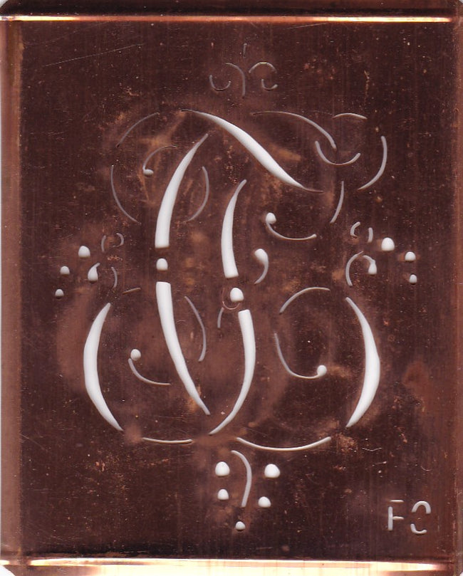 FC - Alte Monogramm Schablone mit nostalgischen Schnörkeln