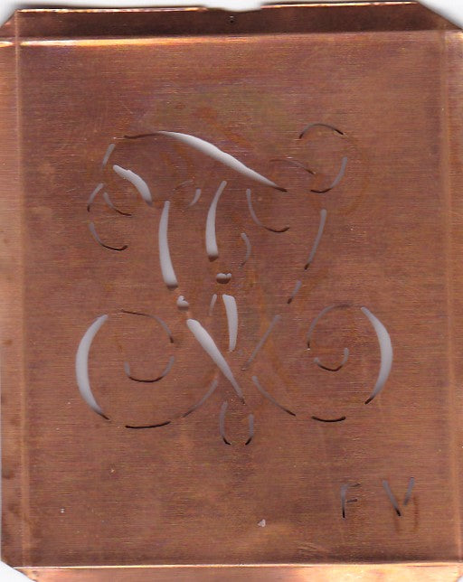 FC - Uralte Monogramm Schablone zum Sticken