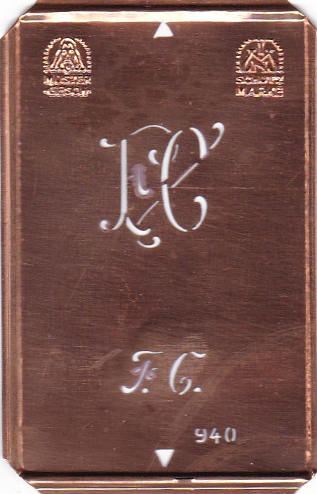 FC - Alte Monogramm Schablone zum Sticken