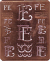 FE - Uralte Monogrammschablone aus Kupferblech