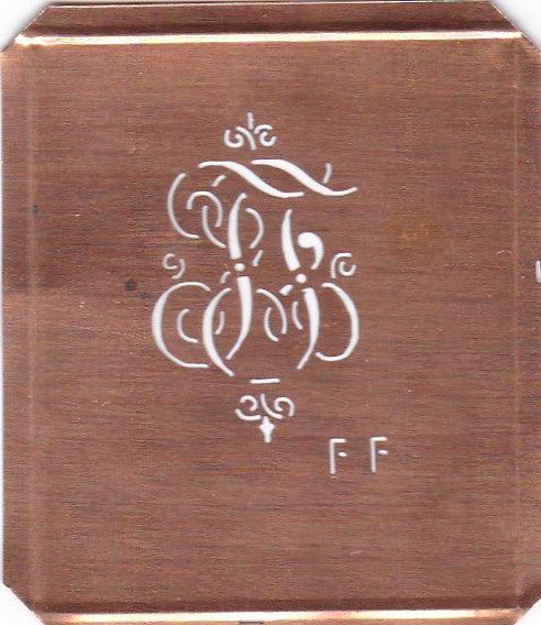 FF - Kupferschablone mit kleinem verschlungenem Monogramm