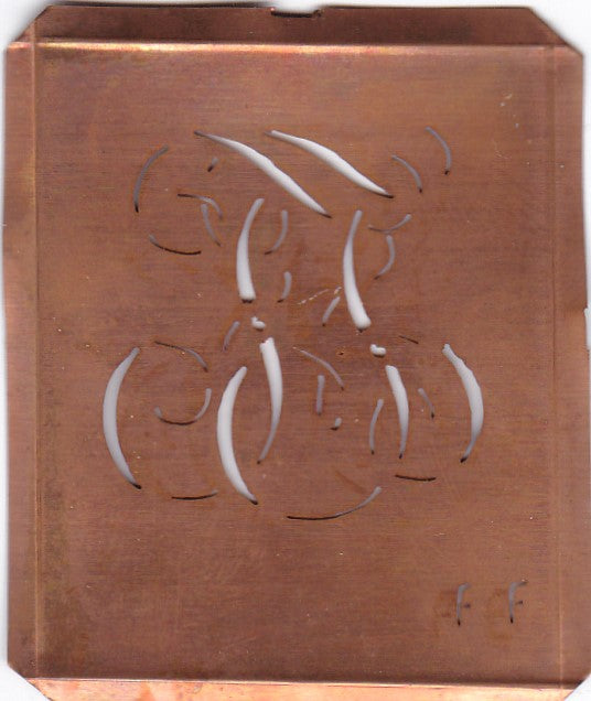 FF - Alte Monogramm Schablone zum Sticken