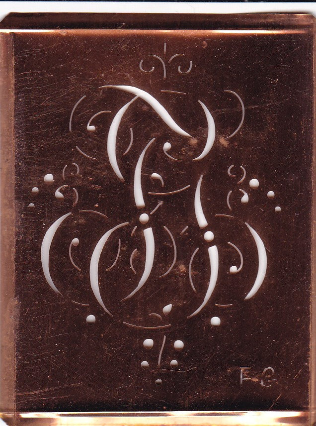 FG - Alte Monogramm Schablone mit nostalgischen Schnörkeln