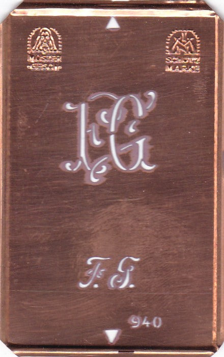 FG - Alte Monogramm Schablone zum Sticken
