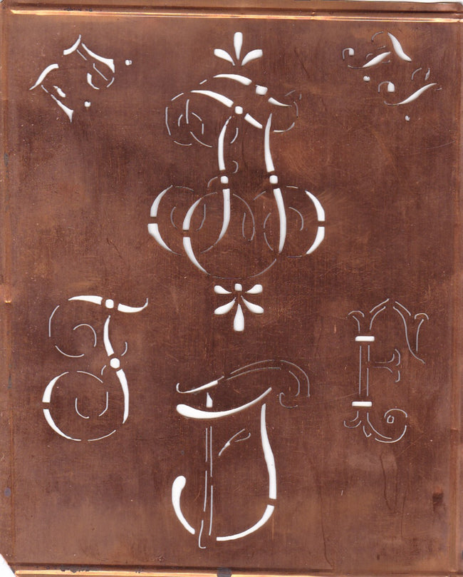 FJ - Uralte Monogrammschablone - ideal als persönliches Geschenk