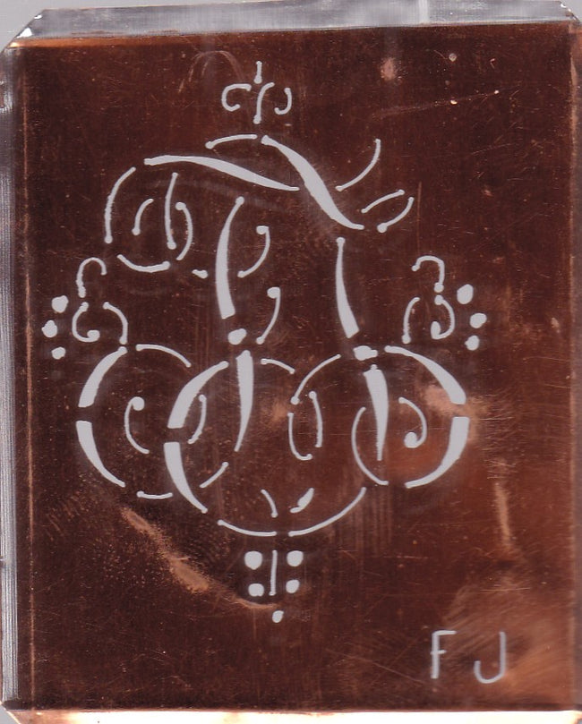 FJ - Hübsche alte verschnörkelte Monogrammschablone